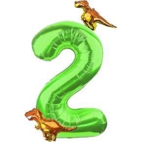 Dinosaur Number 3 Ballloon, 40 Inch Green Number 3 Balloon, Mini Dino Foil Balloons Baby Dinosaur Balloons for Kid Dino Theme Jungle 3rd Birthday Baby Shower Party Decorations