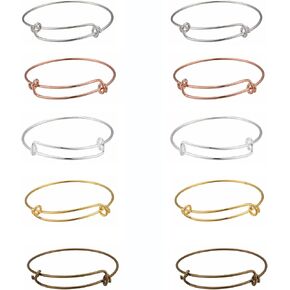 BEEFLYING 10Pcs Expandable Bangle Bracelets 5 Colors Adjustable Making Blank Wire Bracelets for DIY Jewelry Making