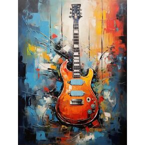 DIY Stamped Cross Stitch Kits for Beginners Easy Textured Colorful Guitar 11CT Needlepoint Embroidery Counted Cross Stitch Kits Art Craft Wall Decoration and Gift 30x40cm(4)