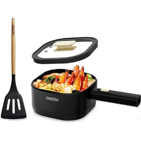Dezin Electric Hot Pot, 2L Non-Stick Ceramic Coating Ramen Cooker, Multifunctional Hot Pot for Ramen, Pasta, Dumplings, Soup, Oatmeal, Portable Hot Pot for Dorm, Office, Travel with Power Adjustment