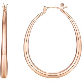 Chunky Hoop Earrings for Women - 14k Gold Plated with 925 Sterling Silver Post Oval Hoop Earrings Jewelry Gift for Women
