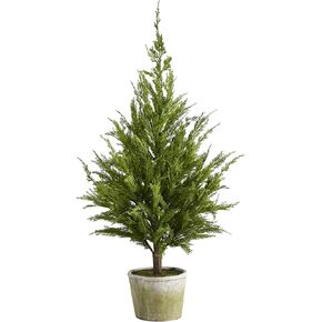 Nearly Natural 3.5ft. Cedar Pine Natural Look Artificial Tree in Decorative Planter