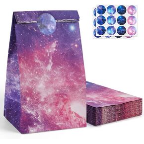 24 قطعة من أكياس الهدايا الورقية لحفلات جالاكسي من جوهاوس، أكياس هدايا ورقية للمكافآت الورقية مع ملصقات وحقائب هدايا جالاكسي للأطفال في أعياد الميلاد ومستلزمات حفلات المجرة in Kuwait