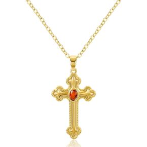 NEKOL Gold Multi-Gemstone Shield Armor of God Ankh Stars Moon Mars Rocket Cross Crucifix Necklace, Ancient Egyptian Coptic Ankh Cross Pendant Necklace Eternity Egyptian ANKH Religious Cross Necklace