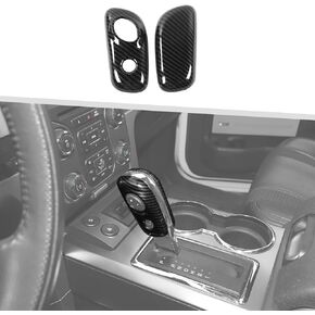Jimen Fit for Ford F150 2009-2014, 2PCS Center Console Gear Shift Knob Cover Trim (Carbon Fiber)