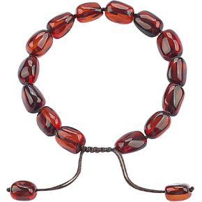 Baltic Amber raw Bracelet Gift Set -100% Certified and Authentic Premium Quality Raw Baltic Amber-True amber stone bead (7 in long, medium size clean red)
