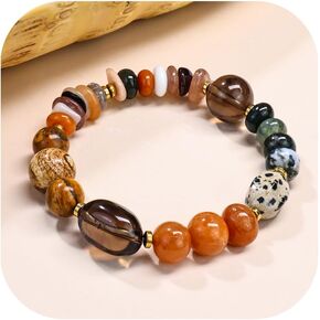 Boho Colorful Beaded Bracelets for Women,Chunky Handmade Gemstone Bead Bracelet Jewelry,Bohemian Natural Stone Beads Stretch Bracelet, Healing Crystals|Chakra Bracelets|Unique Gifts for Women