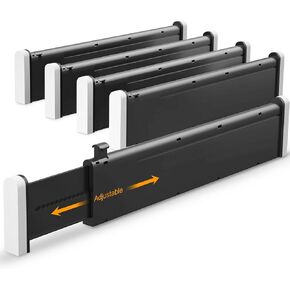 HiYZ Expandable Drawer Dividers, Large Kitchen Utensils Drawer Divider, 2.36" High Adjustable Drawer Organizers Separators for Clothing,Kitchen Utensils,Tools,8 Long Dividers(12.6"-22.8")