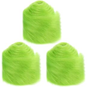 3 Pcs Green Faux Fur Fabric Strips Shaggy Plush Fluffy Boa Precut Fuzzy Craft for DIY Christmas Halloween Gnome Beard Hair Cosplay Dolls Dwarf Costume Sewing Rug Mat Winter Decoration, 72 x 4 Inch