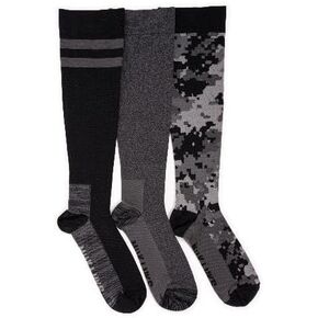 MUK LUKS Men's 3 Pack Nylon Compression Knee-high Socks