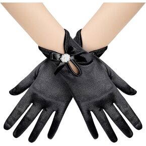 BABEYOND Satin Gloves for Women - Short Prom Gloves Wrist Tea Party Evening Elegant Accessories Wedding Opera Dinner Party