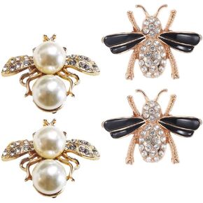 LIFKOME 4pcs Bee Shoe Clips Cute Shoe Charm Clip On Rhinestone High Heel Shoe Buckles for Wedding Party Shoe Dress Decoration