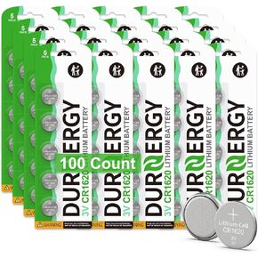 CR1620 3V Lithium Battery 100 Pack, Key Fob Battery CR1620 Lithium Coin Cell, CR1620 Watch Battery
