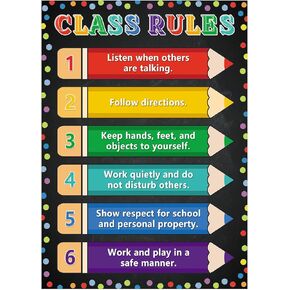 JUESMOS Colorful Pencil Classroom Rules Poster - Educational Motivational Posters for Classroom Decorations Class Rules Posters for Elementary Middle School Back to School Decorations Teacher Supplies