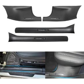 Tesla Model 3 Door Sill Protector Strip Carbon Fiber Decoration Covers Guard (Model 3)