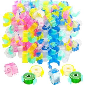 50 PCS Sewing Bobbin Clips, Sewing Thread and Bobbin Organizer Holder Accessories and Supplies for Craft Embroidery Plastic Thread Clamps Spools Organizers, Clear,LXLVOUEG