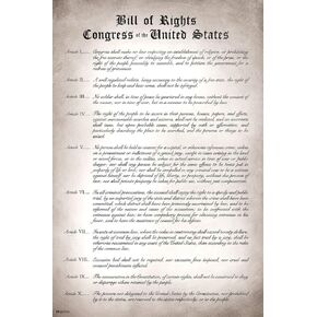 Bill of Rights Remastered Readable Version Ten Constitutional Amendments United States America Historical Document Educational History Politics Classroom Cool Wall Art Print Poster 16x24
