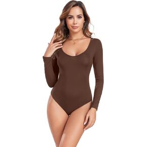 Women's V Neck Bodysuit Long Sleeve Body Suits Tops Basic Shirts Going Out Jumpsuit