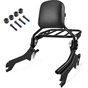 Holdfast Backrest Sissy Bar Fit For Harley Davidson Softail Fat Boy Breakout 114 FLFB FLFBS FXBR FXBRS Standard Softail Sissybar Pack of Sport Luggage Rack with Docking Hardware Kit Black