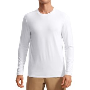CRZ YOGA Mens Long Sleeve Basic Shirts Moisture Wicking Workout Tops Casual Crewneck Comfort Tee Shirt