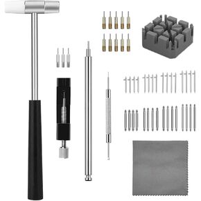 Watch Link Removal Tool Kit, Watch Band Tool for Watch Repair, Bracelet Adjustment, Replacement and Resizing, Watch Strap Link Remover, with 32 Spring Bars, 10 Spare Needles, User Manual