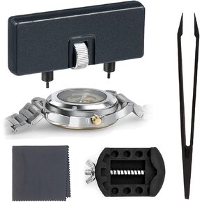 Watch Battery Replacement Tool Kit, Watch Wrench Back Remover for Rotate Open Watch Cover, Watch Case Opener Set with Watch Back Remover Holder Cleaning Cloth, Only for One Type of Watch