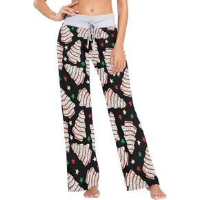 Womens Pajama Pants Christmas Tree Cakes Womens Lounge Pants Xmas Soft Womens Sleep Pants
