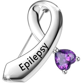 CENWA Epilepsy Disease Purple Ribbon Brooch Pin Epilepsy Awareness Gift Purple Awareness Epilepsy Survivor Jewelry