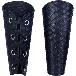 GORGECRAFT 2PCS Leather Arm Guards Medieval Leather Gauntlets Wristband Black Gold Mountain Pattern Armour Bracers Retro Gothic Leather Cosplay Bracer Adjustable Arm Armor Cuff for LARP Costume