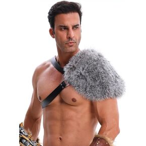 Viking Faux Fur One Shoulder Wrap for Armor Men Shawl Cosplay Medieval Halloween Costume Accessory