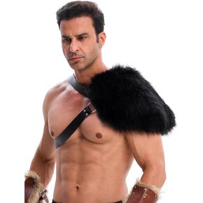 Viking Faux Fur One Shoulder Wrap for Armor Men Shawl Cosplay Medieval Halloween Costume Accessory