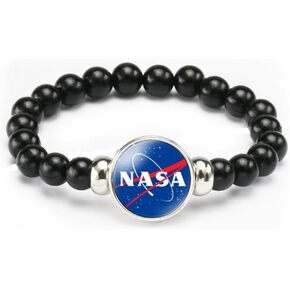 vmcoatdu NASA Astronaut Space Shuttle Logo Bracelet Elastic Rope Beaded Bracelet Souvenir Gifts for Men Women