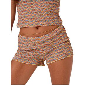 WDIRARA Women's Plaid Ultra Shorts Elastic Waist Cute Micro Shorts Y2K Lounge Shorts