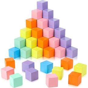 Sasylvia 72 Pcs Small Wooden Colored Blocks 1 inch Painted Wooden Cubes Square Building Blocks for Kids DIY Mini Wood Blocks for School Adults Craft Art Baby Shower, 6 Assorted Macaron Colors