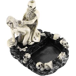 Creative Skull Ashtray Resin Skeleton Ashtray Funny Skull Lovers Figurine Smoking Ashtray Sexy Ghost Lover Cigarette Ashtray Halloween Skull Cigar Ashtray Smoking Room Decor Gifts for Smokers