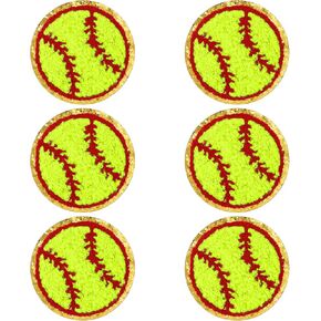 6 Pcs Sports Theme Patches, 2.3'' Softball Iron On Patches Softball Patch Jean Patches Chenille Patches Iron On Patches for Hats Sports Iron On Patches Embroidered Iron On/Sew On Softball Patches