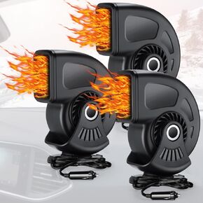 3 Pcs Portable Car Heater, 12v 150w Auto Heater Fan Windshield Defroster, Portable Heater Car Plug in Cigarette Lighter 2 In1 Fast Heating or Cooling Fan with 360 Degree Suction (Black Red)