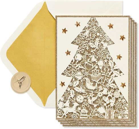 Papyrus Boxed Christmas Cards with Envelopes, Joyful Christmas and Wonderful New Year, Gold Christmas Tree (8-Count) in Saudi Arabia