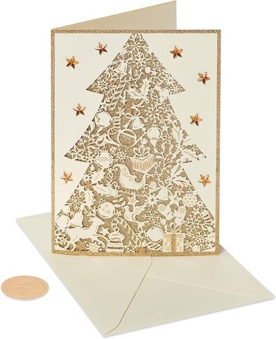 Papyrus Boxed Christmas Cards with Envelopes, Joyful Christmas and Wonderful New Year, Gold Christmas Tree (8-Count) in Saudi Arabia