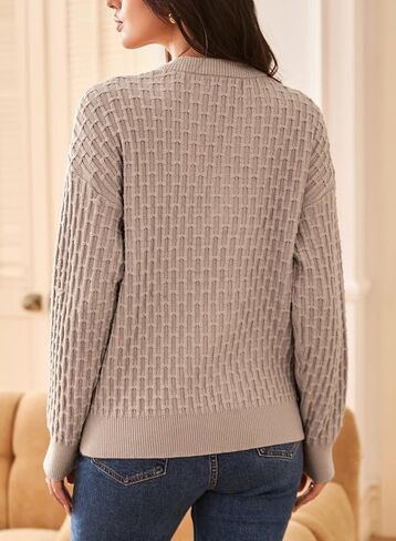 Dokotoo Womens Sweaters 2024 Casual Long Sleeve V Neck Textured Button Fall Sweater Loose Fit Pullover Jumper Tops in Saudi Arabia