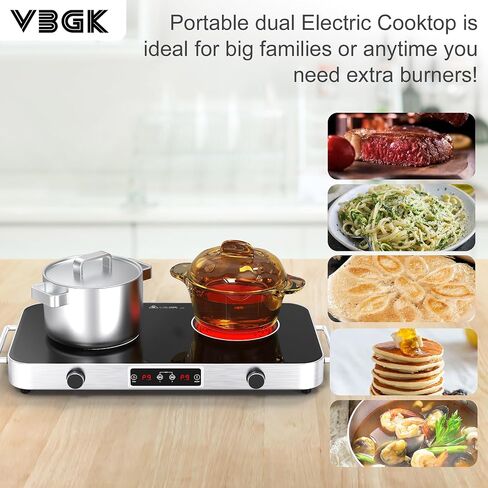 VBGK Electric Ceramic Cooktop, Electric Stove Top with Touch Control, 9 Power Levels, Kids Lock & Timer, Hot Surface Indicator, Overheat Protection,110V induction cooktop in Saudi Arabia