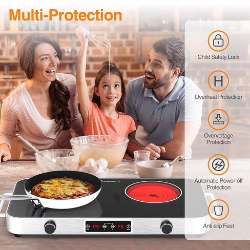 VBGK Electric Ceramic Cooktop, Electric Stove Top with Touch Control, 9 Power Levels, Kids Lock & Timer, Hot Surface Indicator, Overheat Protection,110V induction cooktop in Saudi Arabia