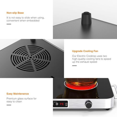 VBGK Electric Ceramic Cooktop, Electric Stove Top with Touch Control, 9 Power Levels, Kids Lock & Timer, Hot Surface Indicator, Overheat Protection,110V induction cooktop in Saudi Arabia