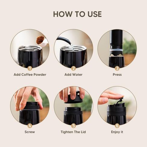 Portable French Press Car-Go Coffee Maker Vacuum Insulated Travel Coffee Mug Cup, Hot/Cold Brew Coffee Press With Unique Filter Stainless Steel Tea Maker Coffee Pot Outdoor Camping Bottle, 320ml/11oz in Kuwait