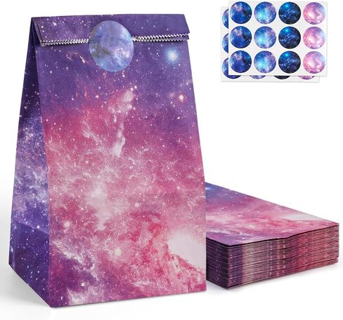 24 قطعة من أكياس الهدايا الورقية لحفلات جالاكسي من جوهاوس، أكياس هدايا ورقية للمكافآت الورقية مع ملصقات وحقائب هدايا جالاكسي للأطفال في أعياد الميلاد ومستلزمات حفلات المجرة in Kuwait