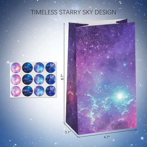 24 قطعة من أكياس الهدايا الورقية لحفلات جالاكسي من جوهاوس، أكياس هدايا ورقية للمكافآت الورقية مع ملصقات وحقائب هدايا جالاكسي للأطفال في أعياد الميلاد ومستلزمات حفلات المجرة in Kuwait