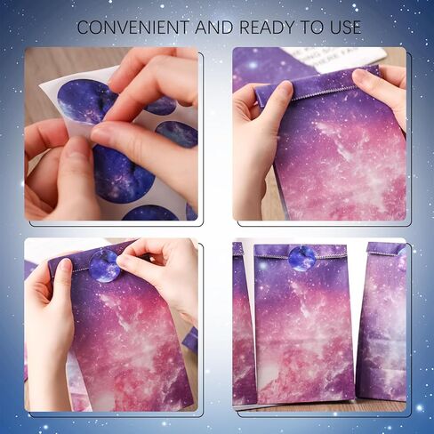 24 قطعة من أكياس الهدايا الورقية لحفلات جالاكسي من جوهاوس، أكياس هدايا ورقية للمكافآت الورقية مع ملصقات وحقائب هدايا جالاكسي للأطفال في أعياد الميلاد ومستلزمات حفلات المجرة in Kuwait