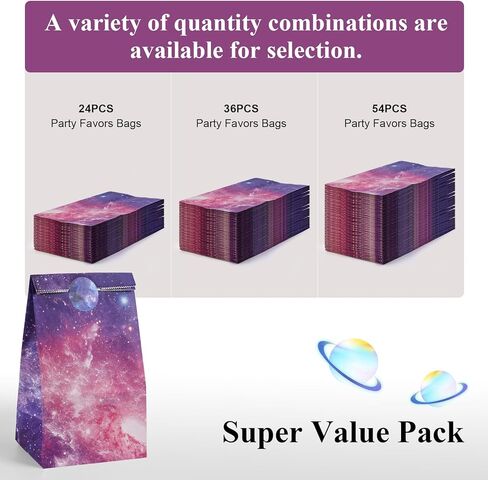 24 قطعة من أكياس الهدايا الورقية لحفلات جالاكسي من جوهاوس، أكياس هدايا ورقية للمكافآت الورقية مع ملصقات وحقائب هدايا جالاكسي للأطفال في أعياد الميلاد ومستلزمات حفلات المجرة in Kuwait
