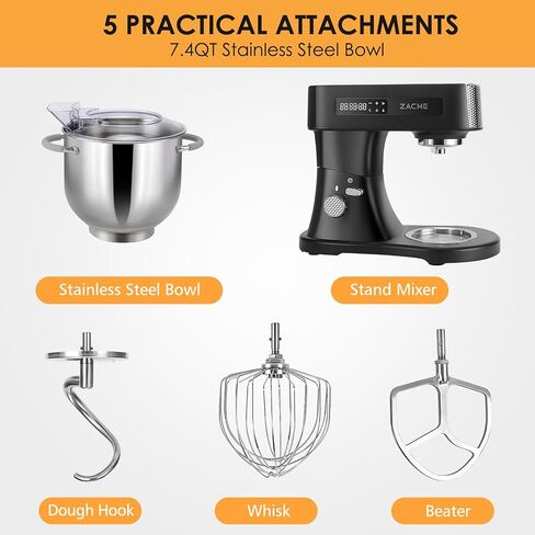 ZACME Commercial Stand Mixer 8.4QT 800W for big family, Kitchen Electric Mixer Metal Food Mixer with Stainless Steel Bowl Dough Hook and Beater with Smart LCD Timer Display and Tilt-Head Design in Saudi Arabia