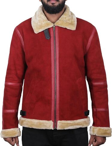 Men's Spirited Ryan Reynolds Maroon Leather with Faux Fur Jacket (as1, alpha, l, regular, regular) in Saudi Arabia